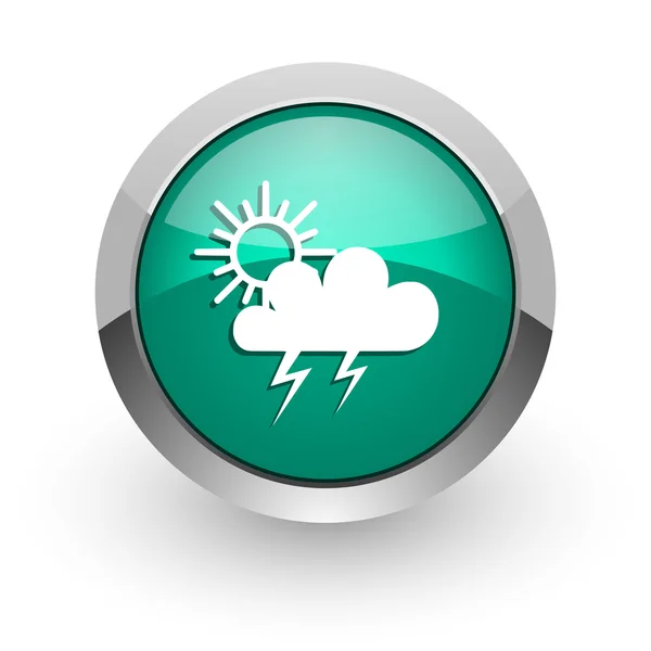 Tempesta verde lucido icona web — Foto Stock