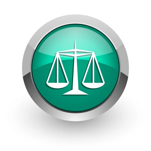 Gerechtigkeit grünes Hochglanz-Web-Symbol — Stockfoto