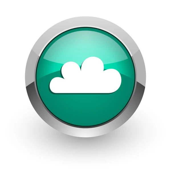 Bulut yeşil parlak web simgesi — Stok fotoğraf