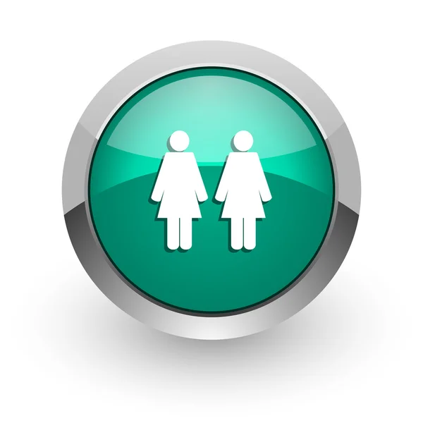 Couple green glossy web icon — Stock Photo, Image