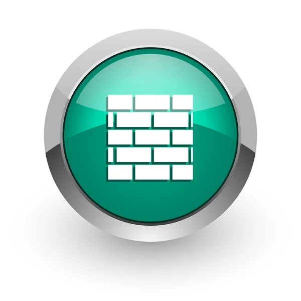 Groene glossy web pictogram van de firewall — Stockfoto