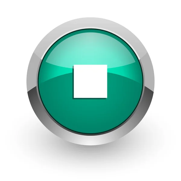 Dur yeşil parlak web simgesi — Stok fotoğraf