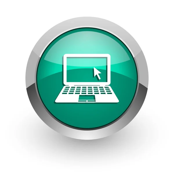 Computer green glossy web icon — Stock Photo, Image