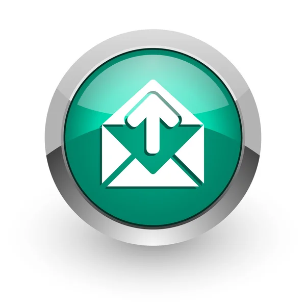 Email verde icono web brillante —  Fotos de Stock