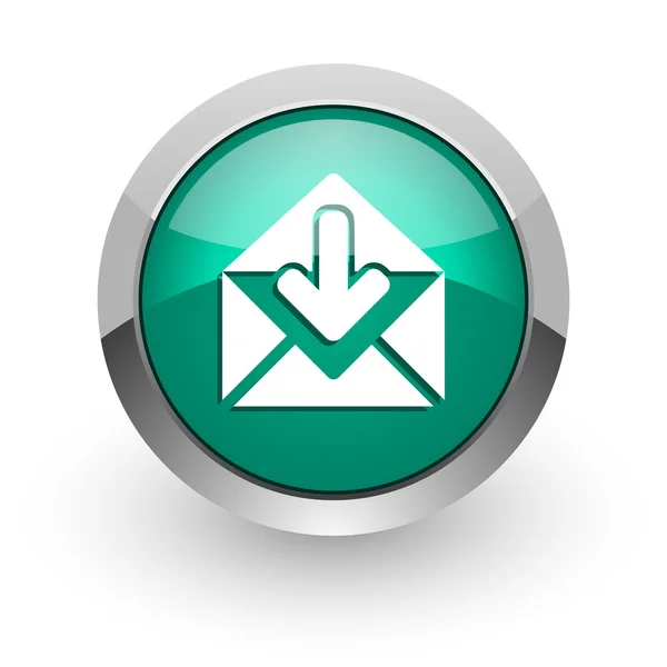 Πράσινο γυαλιστερό web εικονίδιο ηλεκτρονικού ταχυδρομείου — Φωτογραφία Αρχείου