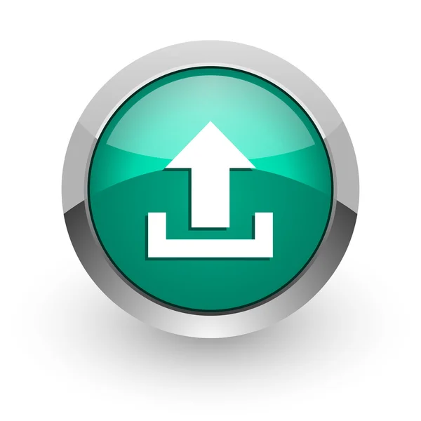 Hochladen eines grünen Hochglanz-Websymbols — Stockfoto