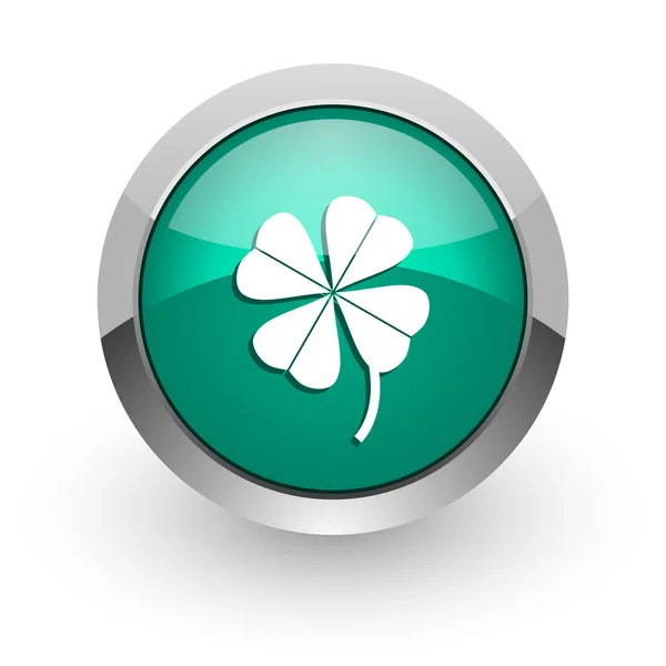 Four-leaf clover green glossy web icon — Stock Photo, Image