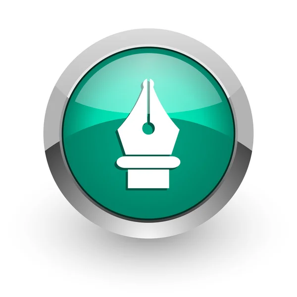 Pen green glossy web icon — Stock Photo, Image