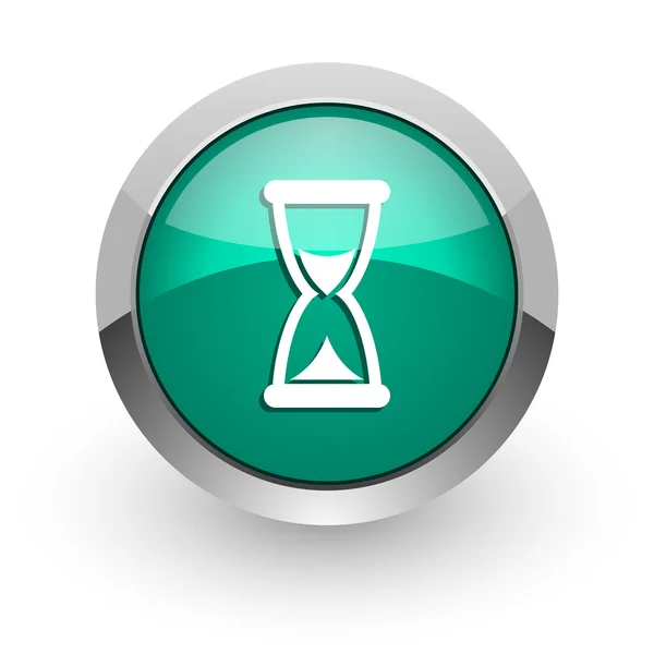Time green glossy web icon — Stock Photo, Image