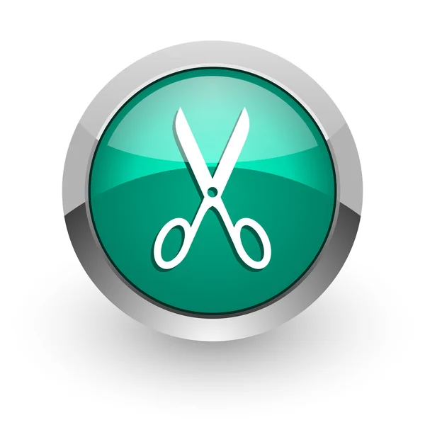 Nożyczki zielony WWW błyszczący ikona — Zdjęcie stockowe