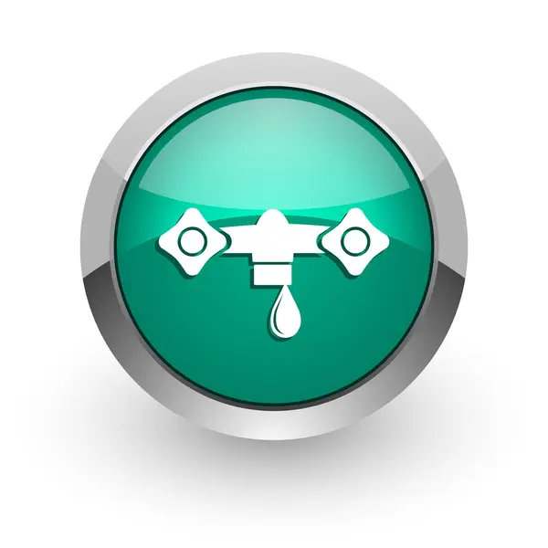Su yeşil parlak web simgesi — Stok fotoğraf