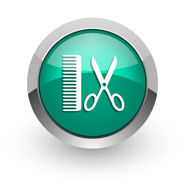 Barber green glossy web icon — Stock Photo, Image