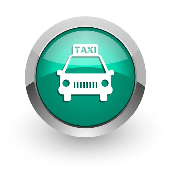 Εικονίδιο πράσινο γυαλιστερό web ταξί — Φωτογραφία Αρχείου