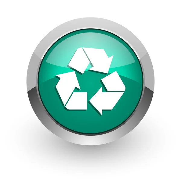 Recyceln grüne Hochglanz-Web-Symbol — Stockfoto