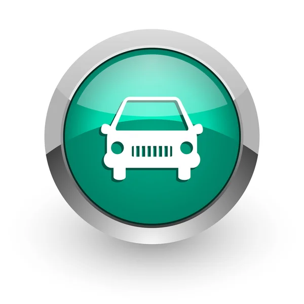 Carro ícone web brilhante verde — Fotografia de Stock