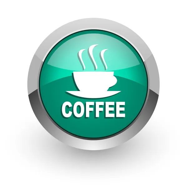 Ikona zelené lesklé webové espresso — Stock fotografie