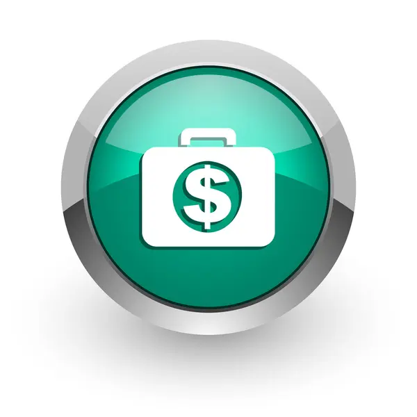 Фінансовий зелений глянсовий веб-іконка — стокове фото