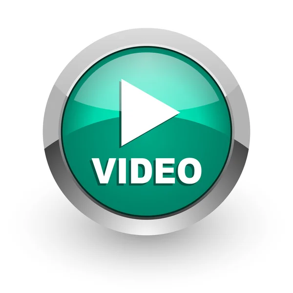 Video green glossy web icon — Stock Photo, Image