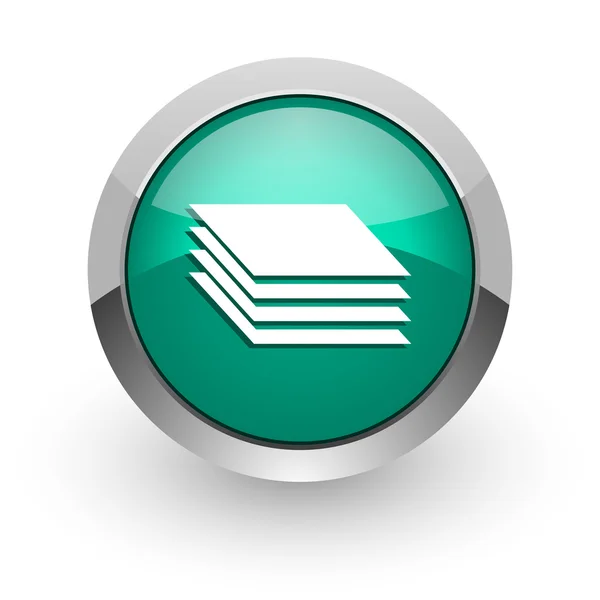 Layers green glossy web icon — Stock Photo, Image