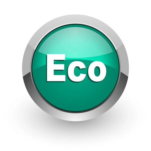 Eco สีเขียวส่องแสงของไอคอนเว็บ — ภาพถ่ายสต็อก