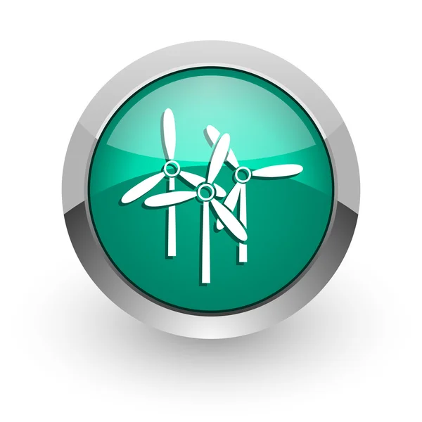 Windmill green glossy web icon — Stock Photo, Image