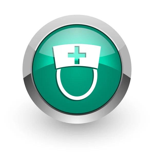Enfermeira ícone web brilhante verde — Fotografia de Stock