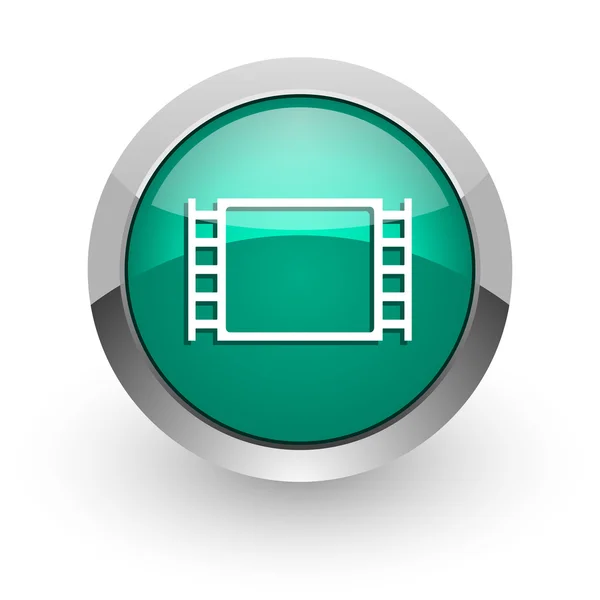 Film grünes Hochglanz-Web-Symbol — Stockfoto