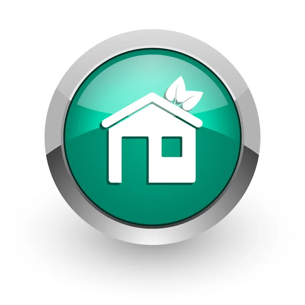 Casa verde brillante icono web —  Fotos de Stock