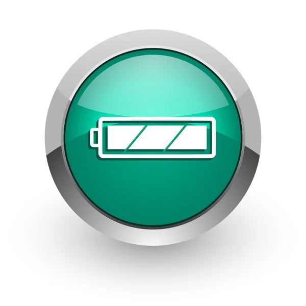 Battery green glossy web icon — Stock Photo, Image