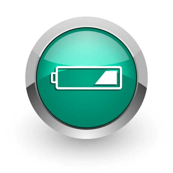 Zelený lesklý web ikony baterie — Stock fotografie
