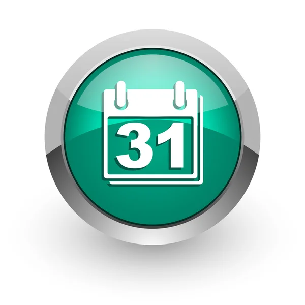 Calendar green glossy web icon — Stock Photo, Image