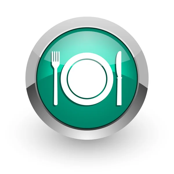 Εστιατόριο πράσινο γυαλιστερό web εικονίδιο — Φωτογραφία Αρχείου