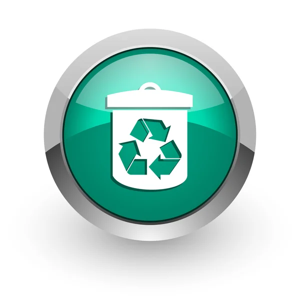 Переработка зеленый глянцевый иконка веб — стоковое фото