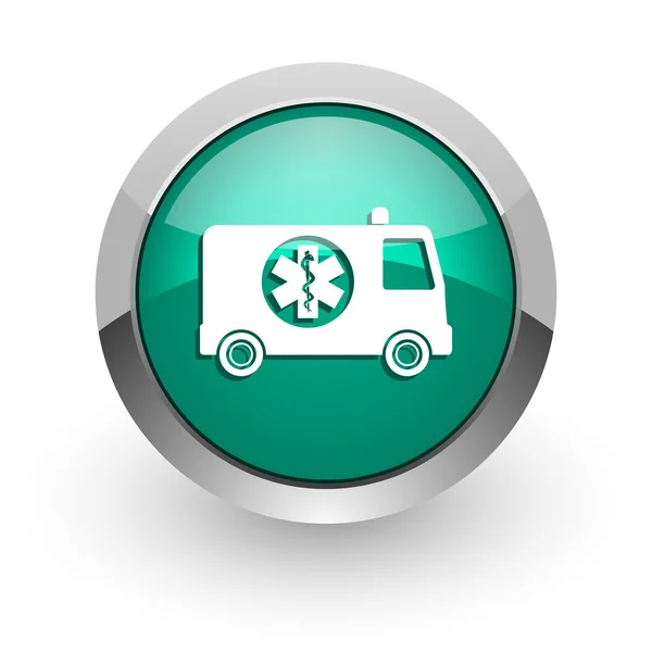 Ambulance green glossy web icon — Stock Photo, Image