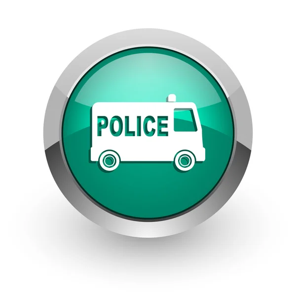Police green glossy web icon — Stock Photo, Image