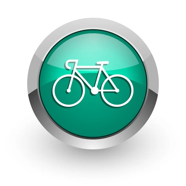 Bisiklet yeşil parlak web simgesi — Stok fotoğraf