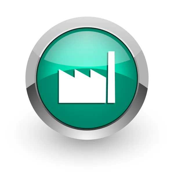 Factory green glossy web icon — Stock Photo, Image