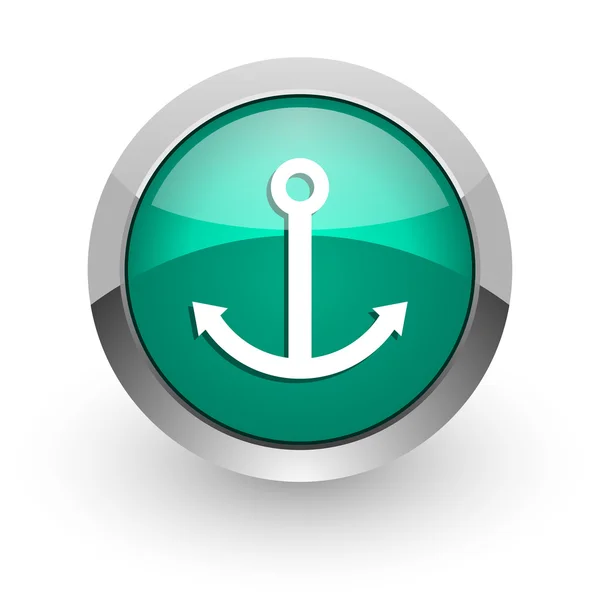 Kotwica zielony WWW błyszczący ikona — Zdjęcie stockowe