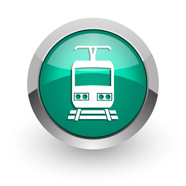 Treno icona web verde lucido — Foto Stock
