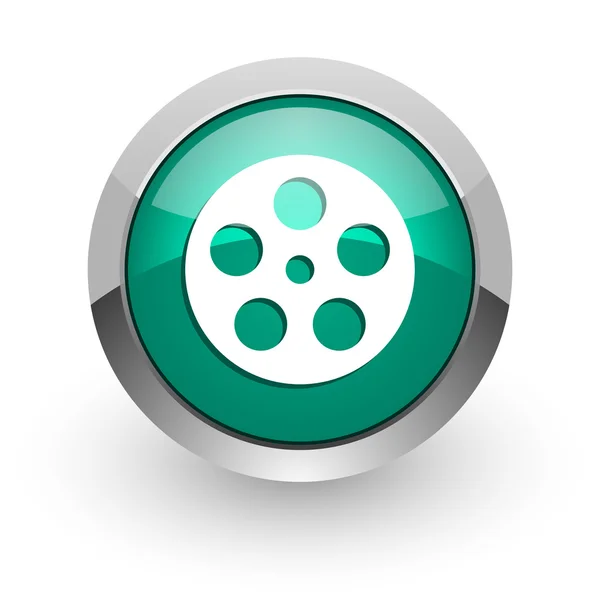 Film green glossy web icon — Stock Photo, Image