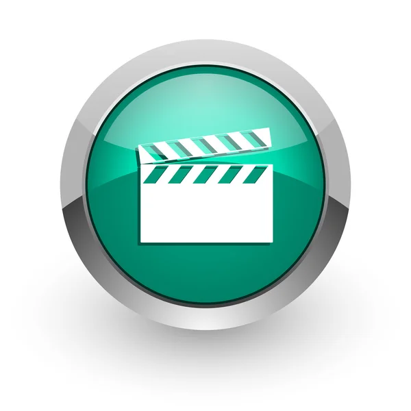 ビデオ緑の光沢のあるウェブ アイコン — ストック写真