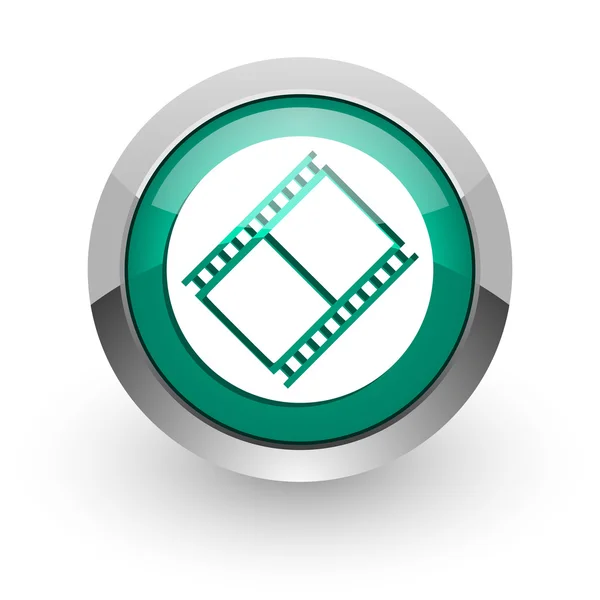 Film green glossy web icon — Stock Photo, Image
