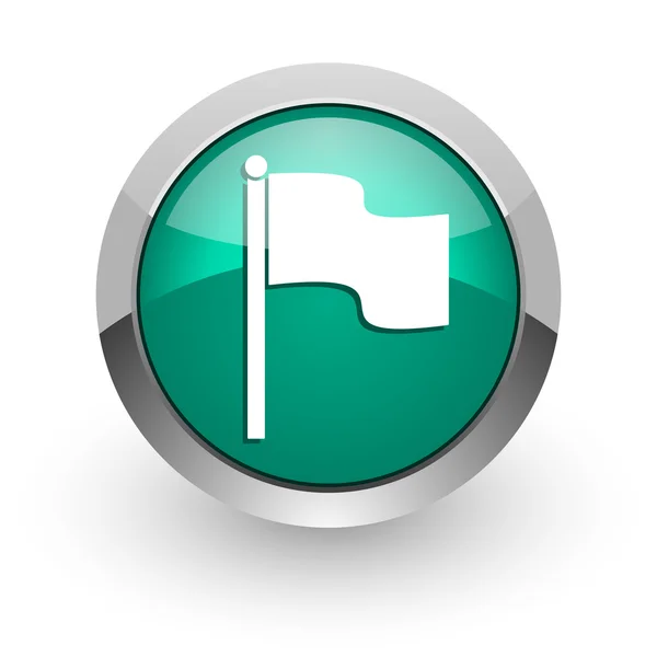 Bandeira ícone web brilhante verde — Fotografia de Stock