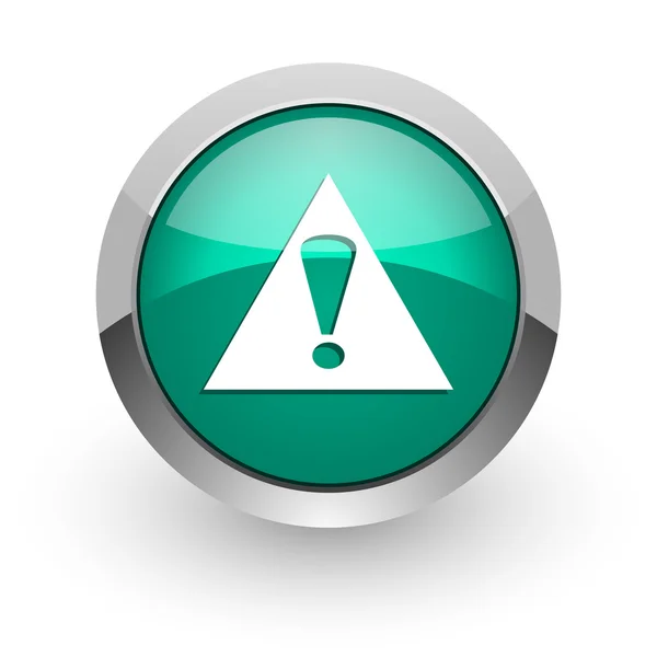 Ausrufezeichen grün glänzende Web-Ikone — Stockfoto