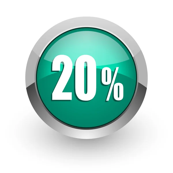 20 procent groene glanzende web pictogram — Stockfoto