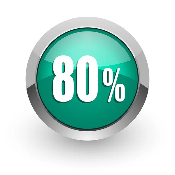 80% icona web verde lucido — Foto Stock