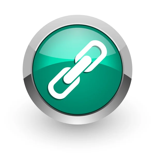 Link green glossy web icon — Stock Photo, Image