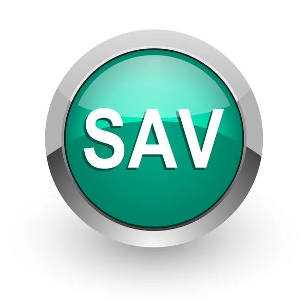 Sav green glossy web icon — Stock Photo, Image
