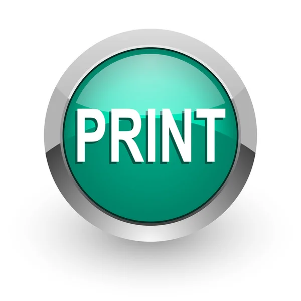 Print green glossy web icon — Stock Photo, Image