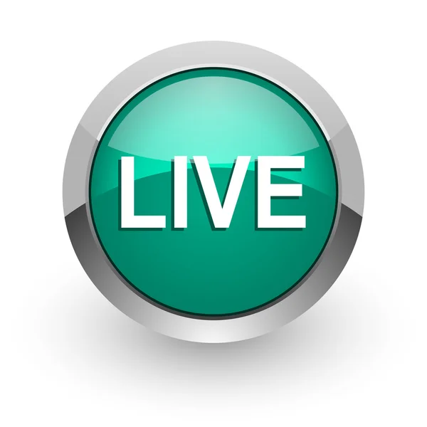 Live green glossy web icon — Stock Photo, Image